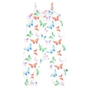Sweet Bamboo - Girl's Tank Pant Romper - Rainbow Butterflies